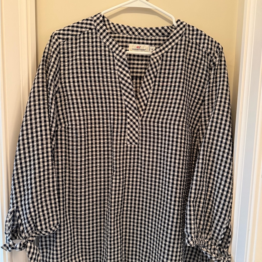 Vineyard Vines Black and White Gingham Blouse